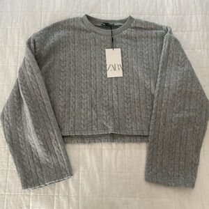 Zara Cropped Gray Sweater